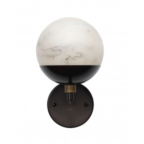 Metro Wall Sconce In Faux White Alabaster And Oil Rubbed Bronze, With Antique Brass Accents