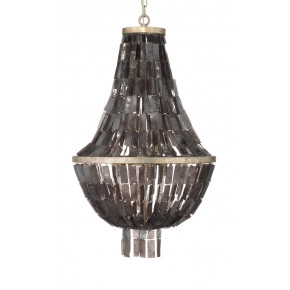 Capsize Chandelier Black Mother of Pearl and Champagne Leaf Metal