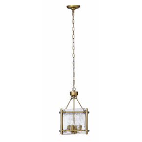Glenn Small Square Chandelier AB Antique Brass, Clear Glass