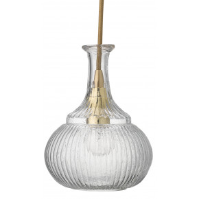 Olive Carafe Pendant Clear with Brass