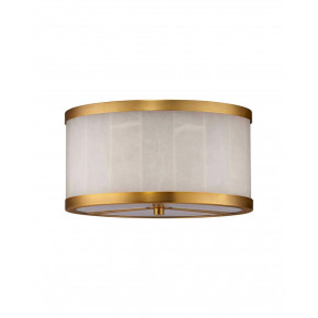 Small Upsala Alabaster Flush Mount Ceiling Light In White Alabaster & Antique Brass W/ Acrylic Diffuser