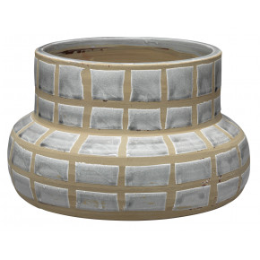 Grid Ceramic Vase Grey Ceramic