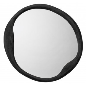 Organic Metal Round Mirror, Antique Grey