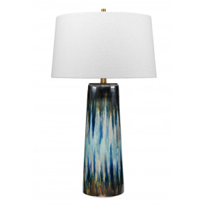 Brushstroke Table Lamp Aqua, Dark Blue & Metallic Ombre Reactive Glaze