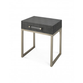 Kain Side Table Grey Faux Shagreen and Nickel Metal