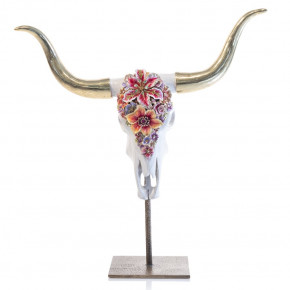 Cow Skull With Flowers Objet (Special Order)