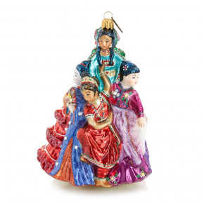 Nine Ladies Dancing Glass Ornament