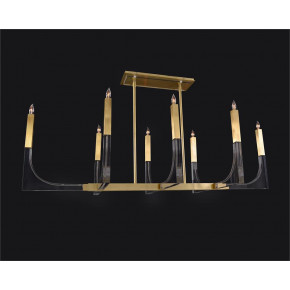 Genesis: Acrylic Eight-Light Chandelier with Antique Brass