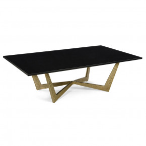 Cocktail Table In Brass With Black Marble Top 18.5"H X 60"W X 36"D