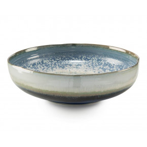 Reactive Blue and Cream Shallow Bowl