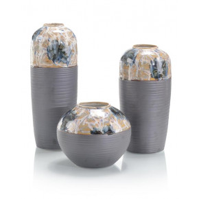 Set of Three Hand-Painted Porcelain Blossom Vases