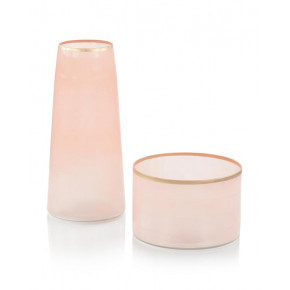 Set of Two Palest of Pink Glass Vases