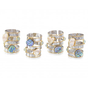 Set of Four Abalone and Pearl Napkin Rings