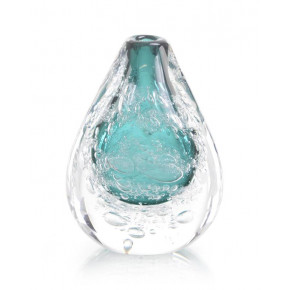 Azure Art Glass Vase with Bubbles