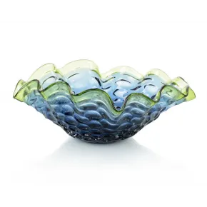 Royal and Emerald Handblown Glass Bowl