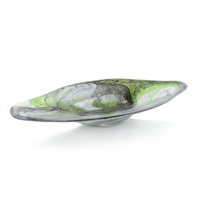 Emerald Green and Charcoal Handblown Glass Bowl