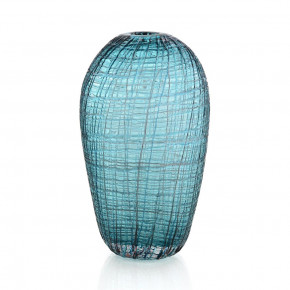 Blue-Gray Glass Vase 16"H X 9"W X 5.25"D