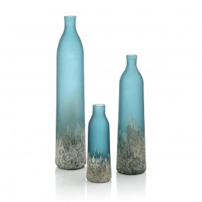 Matte Turquoise Glass Vases A Set Of Three Vases