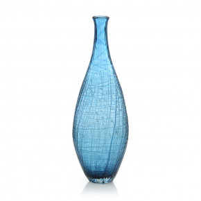 Sapphire Blue Hand-Blown Glass Vase 22.75"H x 7.5"W x 4.75'D