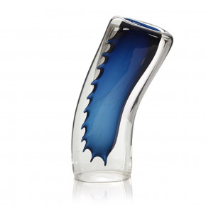 Royal Blue Handblown Glass Vase 13"H x 7.25"W x 3"D
