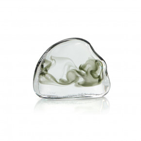 Swirls Of Gray Handblown Glass Sculpture II 9"H x 11"W x 3.25"D