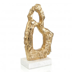 Textural Gold And White Marble Sculpture I 19.75"H x 12"W x 3.75"D