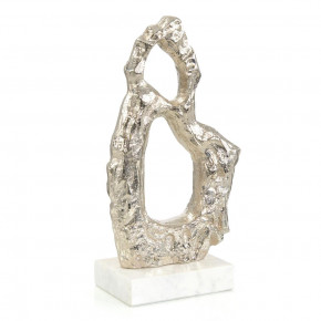 Textural Silver And White Marble Sculpture I 19.75"H x 12"W x 3.75"D