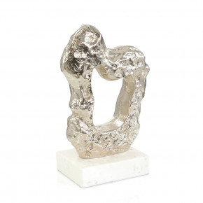 Textural Silver And White Marble Sculpture II 14"H x 10"W x 3"D