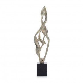 Abstract Flourish Sculpture on Marble Base, Brass