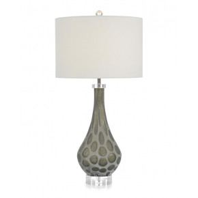 Carved Glass Teardrop Table Lamp in Grey