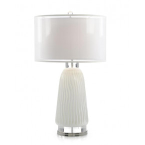 Waves in White Carved Glass Table Lamp