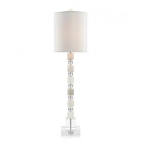 Alabaster and Glass Stacked Table Lamp