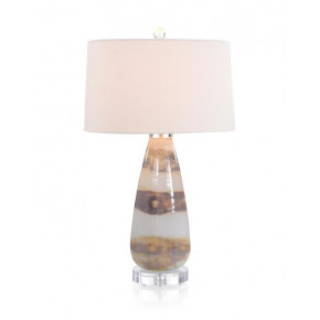 Pearlized Copper and White Slender Glass Table Lamp