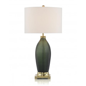 Emerald Green Etched Glass Table Lamp