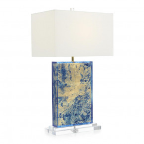 Blue Table Lamp 32.25"H Abstract Swirl Gold And