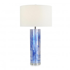 Resin Table Lamp 34"H Cylinder Blue And Clear