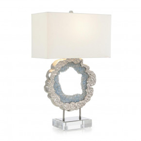 Blue Geode Table Lamp 32.5"H Hammered Nickel And Sea