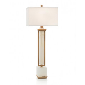 Coffee Bronze and White Alabaster Buffet Lamp