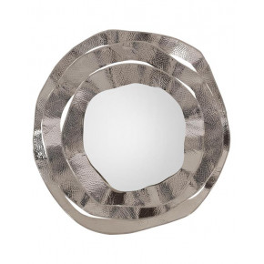 Ripple Frame Round Mirror in Nickel