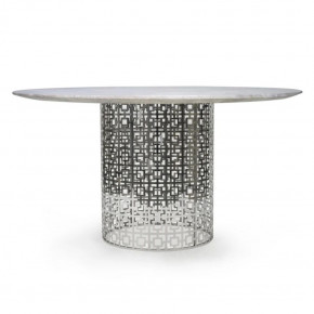 Nixon Dining Table Polished Nickel Base/White Marble