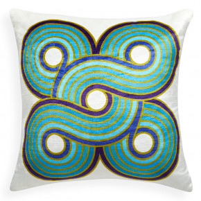 Milano Turquoise/Navy Woven Circles Pillow