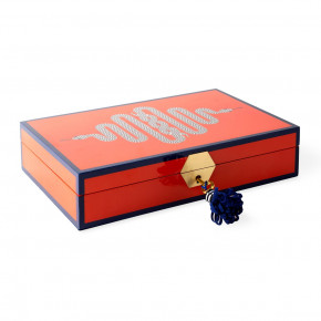 Snake Lacquer Jewelry Box - Orange/Navy