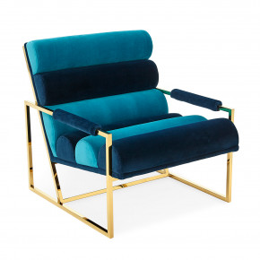 Channeled Goldfinger Lounge Chair Rialto Navy Rialto Turquoise