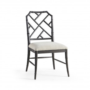 Timeless Saros Chippendale Bamboo Side Chair in Ebonized Black