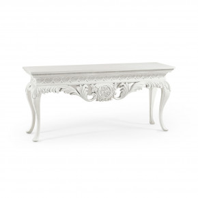 White Incus Carved Console W/ Wood Top