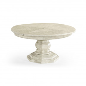Casual Accents Whitewash Round Extendable Dining Table