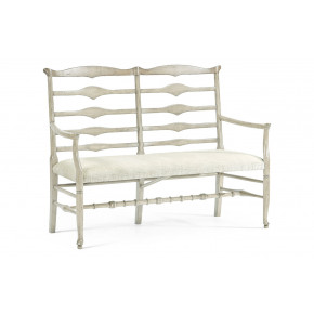 Casual Accents Whitewash Ladderback Bench, Upholstered