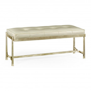 Luxe Silver Iron & Cream Leather Bench