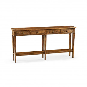 Casual Accents Country Walnut 4 Drawer Console Table