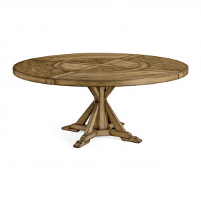 Casually Country Round 72" Solid Wood Dining Table in Medium Driftwood